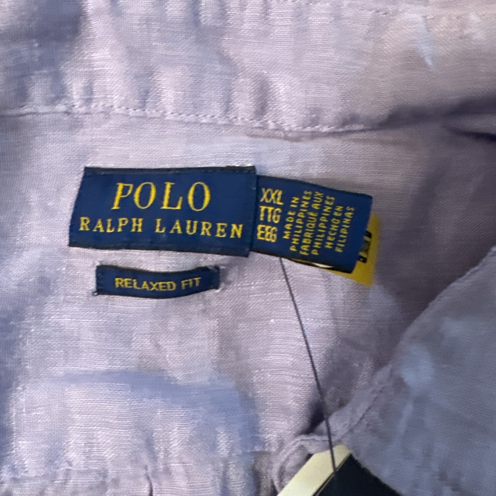 Polo Ralph Lauren Purple LINEN Long Sleeve Relax Fit Button Down Shirt - Picture 3 of 8